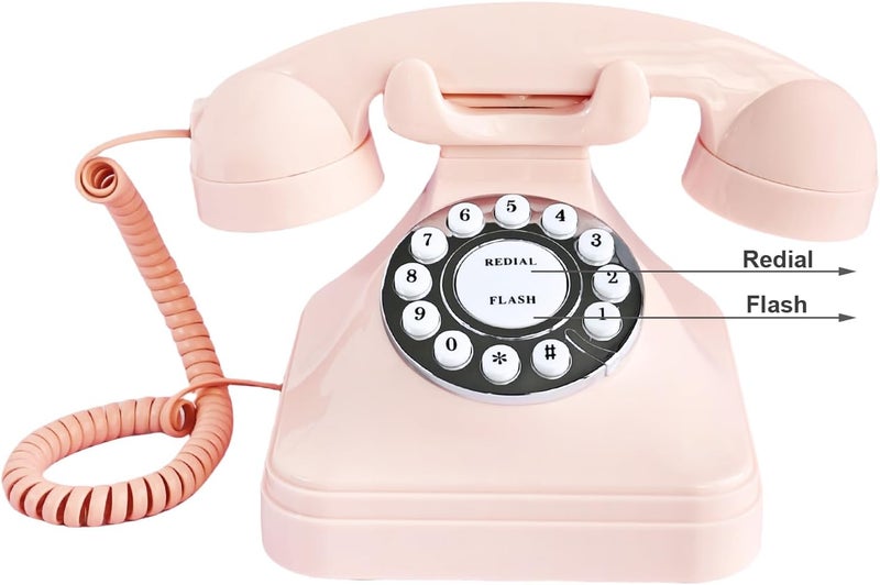 TelPal Corded Pink Retro Landline Home Phone, Basic Pink Decorative Analog Telephone Set, Senior Phone for Home/Office/Hotel - Image 3